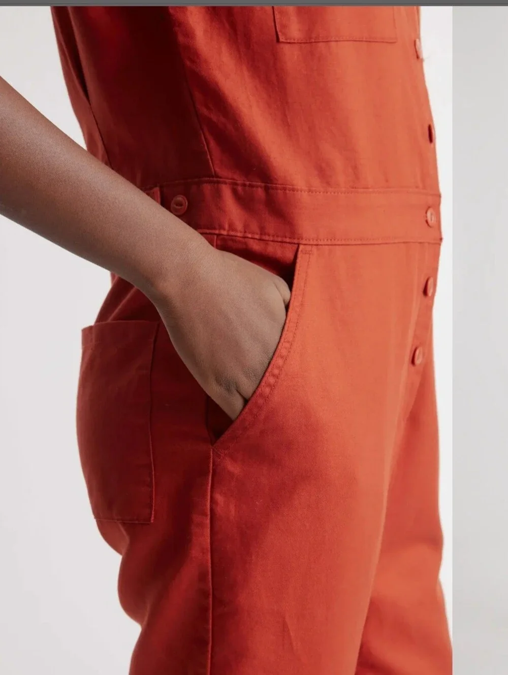 ​NWT Quince Cotton Linen Twill Coverall Jumpsuit Rust Red Utility Boiler Suit S